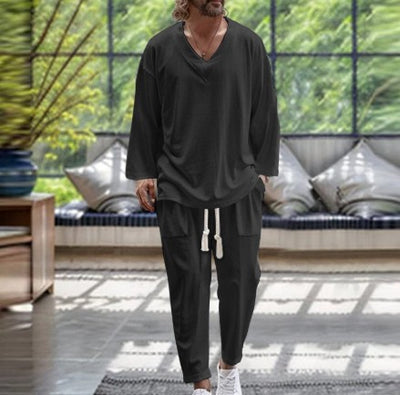 Conjunto Deportivo Cuello V con Bolsillos y Cintura Ajustable - Image 9