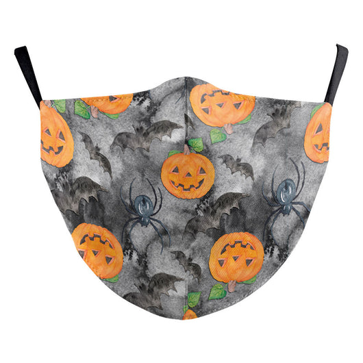 Halloween dustproof mask with a glowing jack-o'-lantern, skeleton, and figure in a spooky graveyard scene. - Image 24