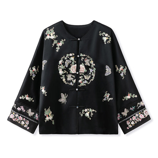 Blusa Larga Estilo Chino Premium con Bordado y Estampado Artesanal - Image 8