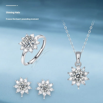 Conjunto de Collar Diosa Serie Primera Nieve con Soporte de Anillo en Plata 925