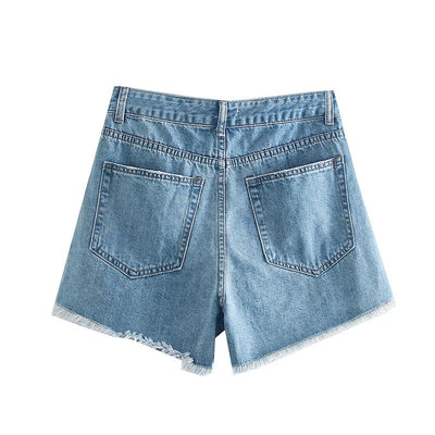 Shorts de Mezclilla Rotos Cintura Alta para Mujer - Image 3