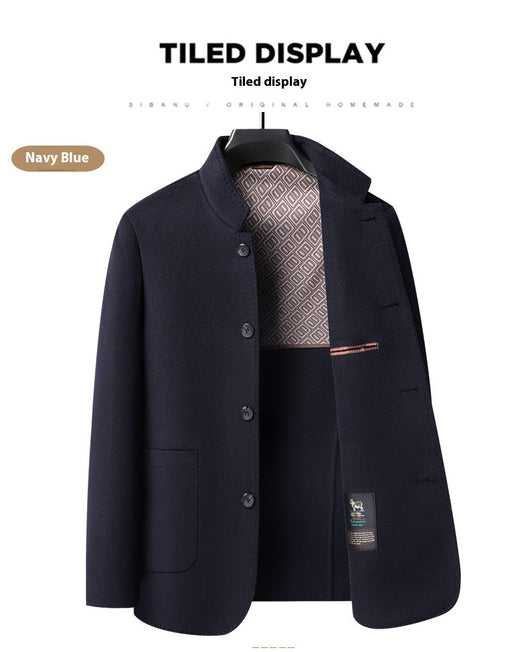 Abrigo de Lana Reversible con Cuello Mao de Largo Medio para Hombre - Image 16