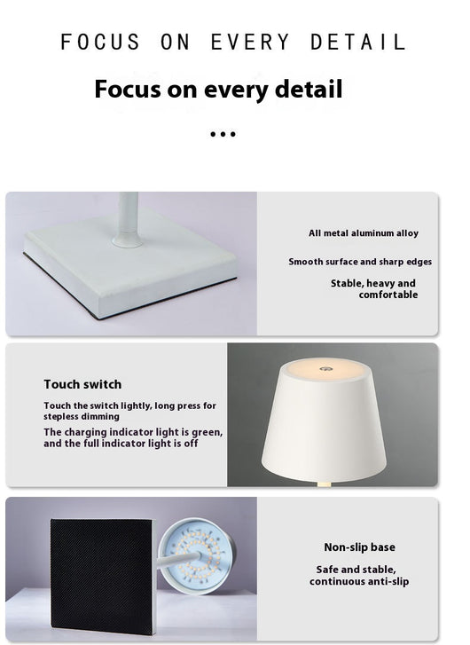 Lámpara de Mesa LED Táctil Nórdica Moderna - Aluminio Metal Diseño Hotel - Image 14