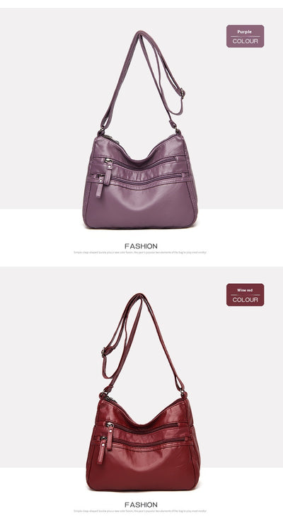 Bolso Bandolera de Cuero Genuino Lavado - Diseño Minimalista Versátil - Image 18