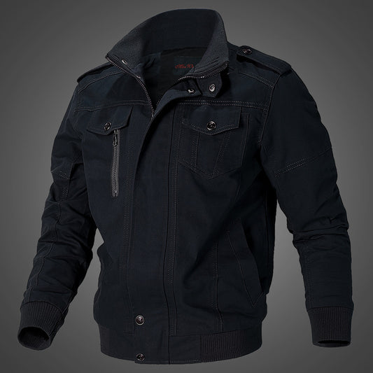 Abrigo Talla Grande de Algodón Lavado Estilo Aviador