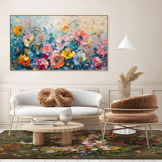 Cuadro al Óleo Pintado a Mano Rosas Flores Lienzo Grande Decoración Hogar - Image 8