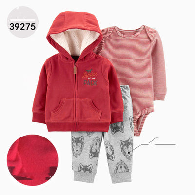 Chaqueta de Cuero con Capucha Infantil Tres Piezas Manga Larga - Image 28