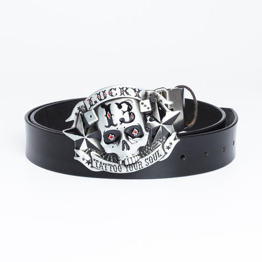 Cinturón de Cuero para Hombre con Hebilla Calavera Skateboard - Image 8