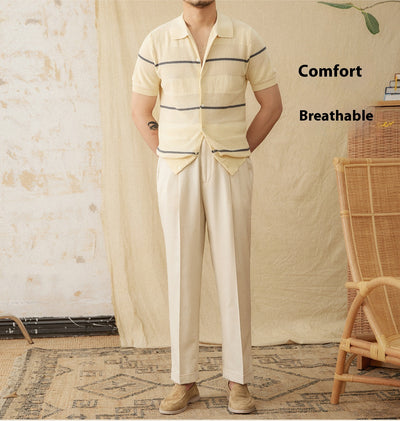 Cardigan de Lino y Algodón Tejido - Manga Corta Casual - Image 9