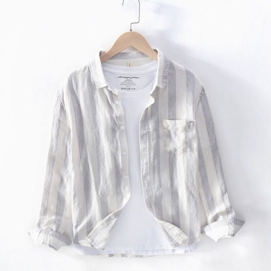 Camisa Manga Larga Estilo Hong Kong para Hombre - Tela Ligera Primavera Verano - Image 2