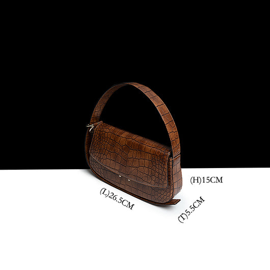 Bolso Baguette de Cuero Genuino con Patrón - Bandolera Elegante para Mujer - Image 3