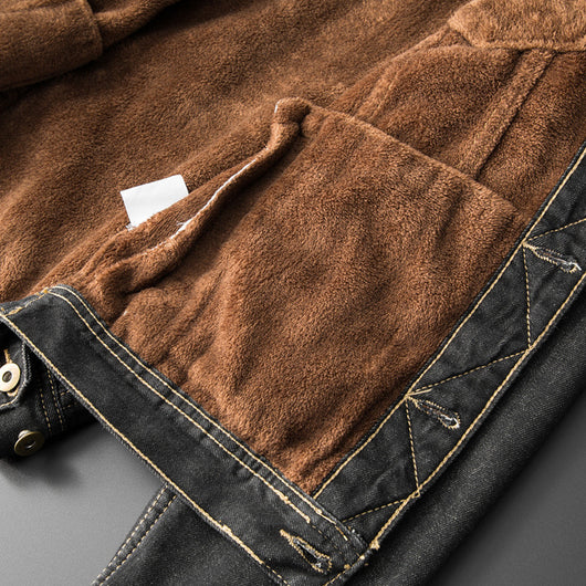 Chaqueta de Mezclilla Slim Fit en Terciopelo Grueso y Cálida para Hombre - Image 9