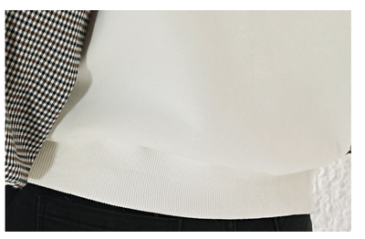 Sudadera Coreana Cuadrillé con Mangas Fruncidas y Costuras de Diseño - Image 7