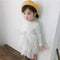 Vestido Infantil de Otoño con Lazo y Mangas Largas en Tul Tejido