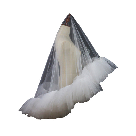 Velo Nupcial Voluminoso de Doble Capa - Blanco Elegante para Sesiones Fotográficas - Image 5