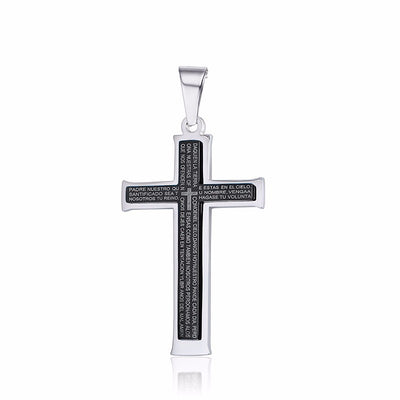 Collar de Titanio Doble Cruz para Hombre con Colgante de Acero Inoxidable - Image 12