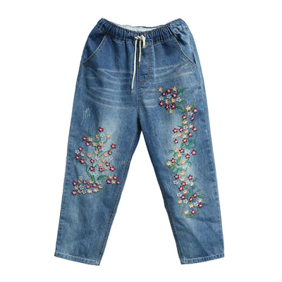 Jeans Bordados Talla Grande Azul Claro Holgados para Mujer - Image 2