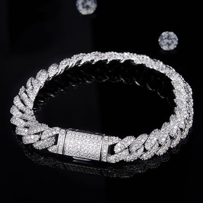Pulsera o Collar Cubano de Plata con Diamantes Moissanita - Image 2