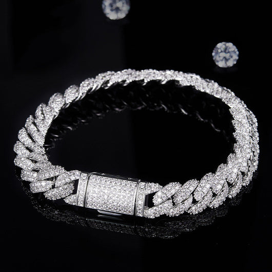Pulsera o Collar Cubano de Plata con Diamantes Moissanita - Image 2