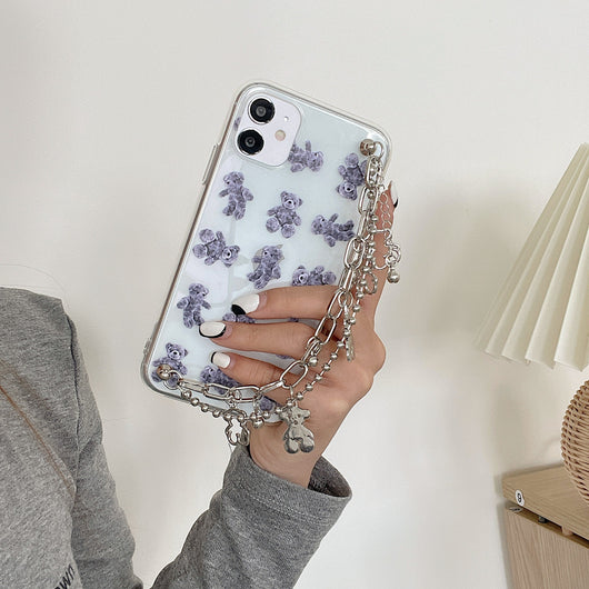 Funda Protectora Osito Fashion con Pulsera Cadena para Celular - Image 7