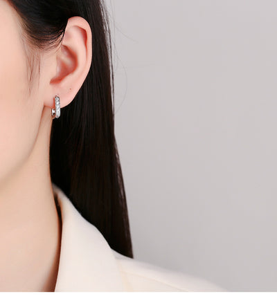 Aretes de Plata 925 Diseño Hueco U con Diamantes - Elegancia Minimalista - Image 7