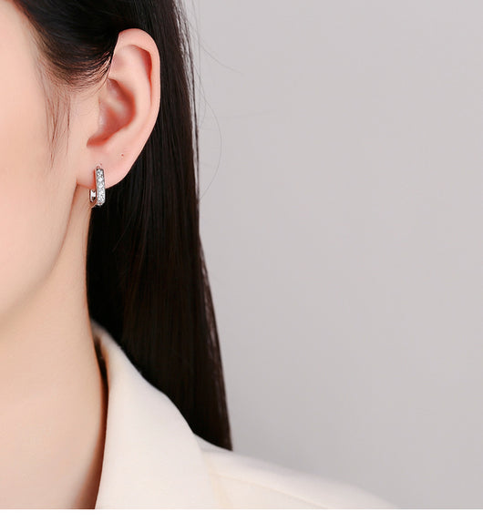 Aretes de Plata 925 Diseño Hueco U con Diamantes - Elegancia Minimalista - Image 7