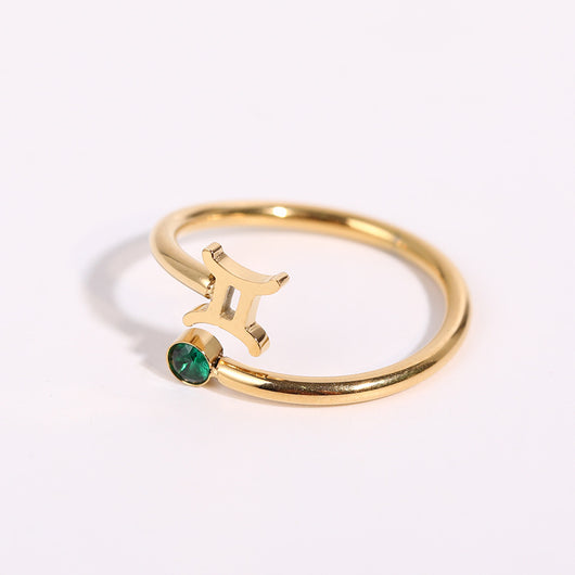 Anillo de Acero Inoxidable con Piedra de Nacimiento del Zodiaco - Image 6