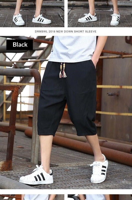 Pantalones Cortos de Lino Holgados para Hombre - Image 21