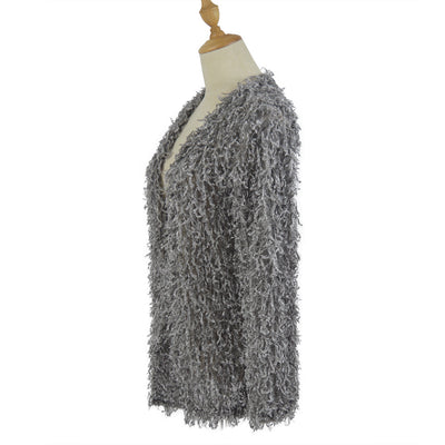 Abrigo Cardigan Largo de Mujer Otoño con Tela Felpa Premium - Image 9