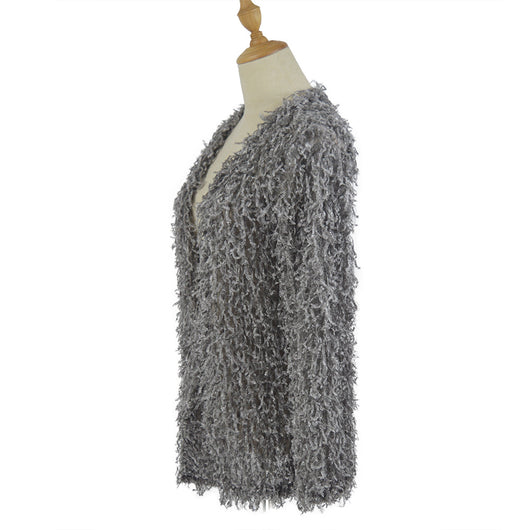 Abrigo Cardigan Largo de Mujer Otoño con Tela Felpa Premium - Image 9