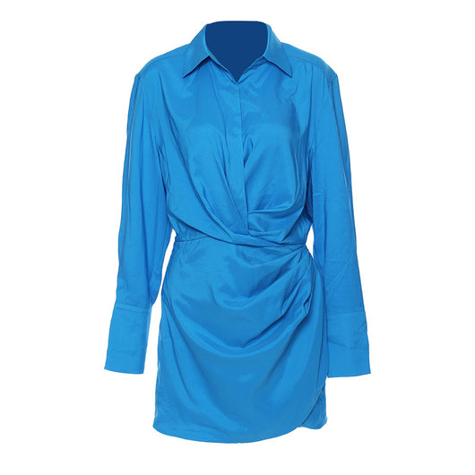 Vestido Camisero Asimétrico con Pliegues y Corte Slim - Image 14