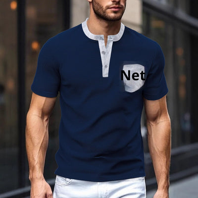 Henley de Punto Waffle Bloques de Color - Poliéster Resistente