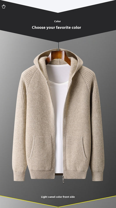 Cardigan con Capucha de Lana Gruesa para Hombre - Corte Holgado y Casual - Image 13