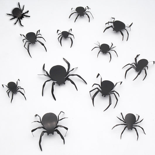 Pegatinas Murales 3D de Murciélagos y Arañas para Halloween - Set de 12 Piezas