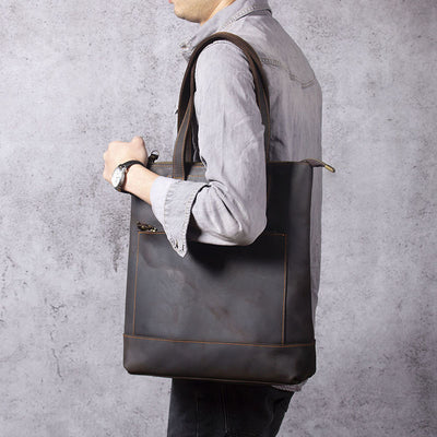 Bolso de Cuero Genuino Estilo Retro para Hombre - Primera Capa - Image 2