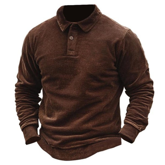 Sudadera Polo Cuello Clásico Pana Colores Sólidos Manga Larga - Image 2