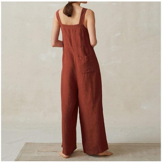 Mono Ancho de Algodón y Lino para Mujer con Bolsillos - Image 12