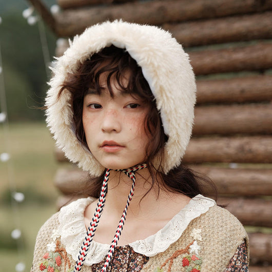 Gorro de Piel de Cordero Estilo Japonés Adorable