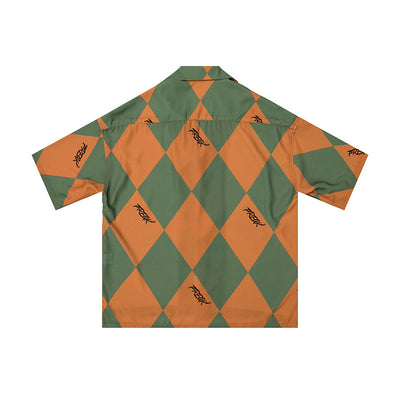 Camisa Hawaiana Asimétrica de Manga Corta con Estampado Diamante - Image 5