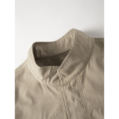 Chaqueta Coreana Hombre Cuello Alto Cierre de Cremallera Color Sólido - Image 5