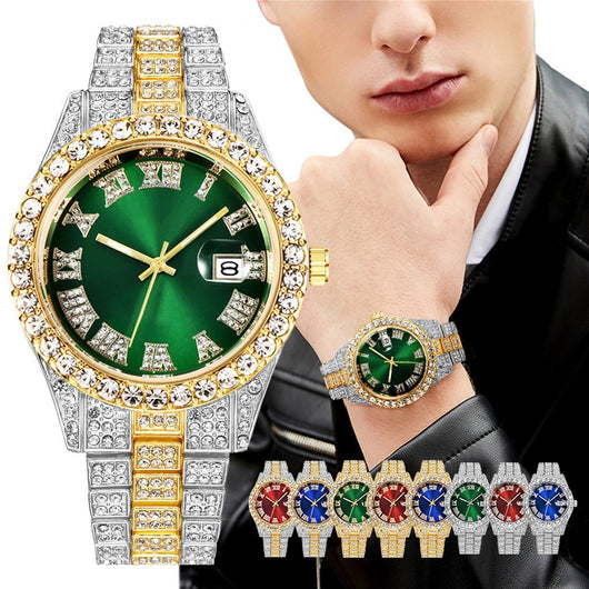 Reloj de Pulsera Hombre Acero Diamante con Calendario Movimiento Cuarzo - Image 12