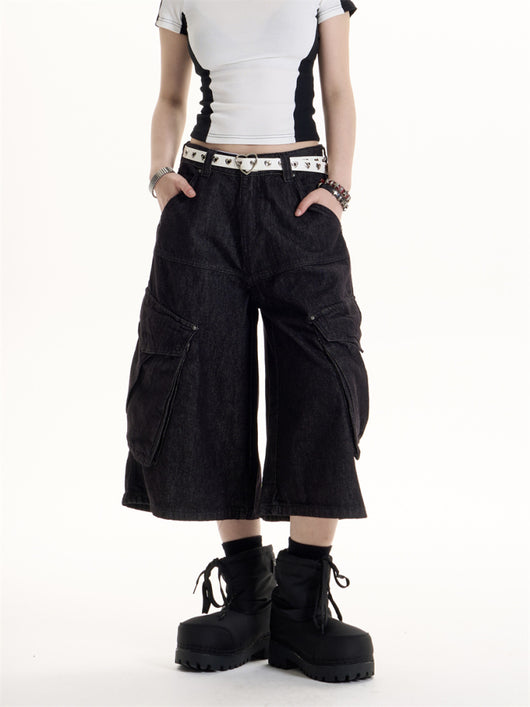 Shorts Denim Retro Americano Cargo con Bolsillos - Estilo Workwear - Image 7