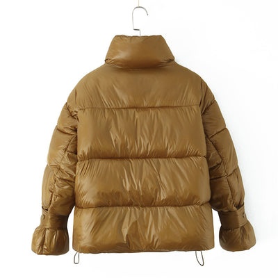 Abrigo Puffer Dorado con Cuello Alto y Doble Cierre para Mujer - Image 20
