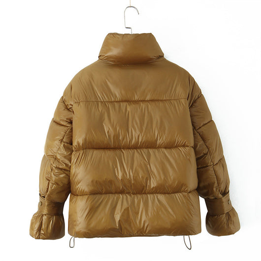 Abrigo Puffer Dorado con Cuello Alto y Doble Cierre para Mujer - Image 20