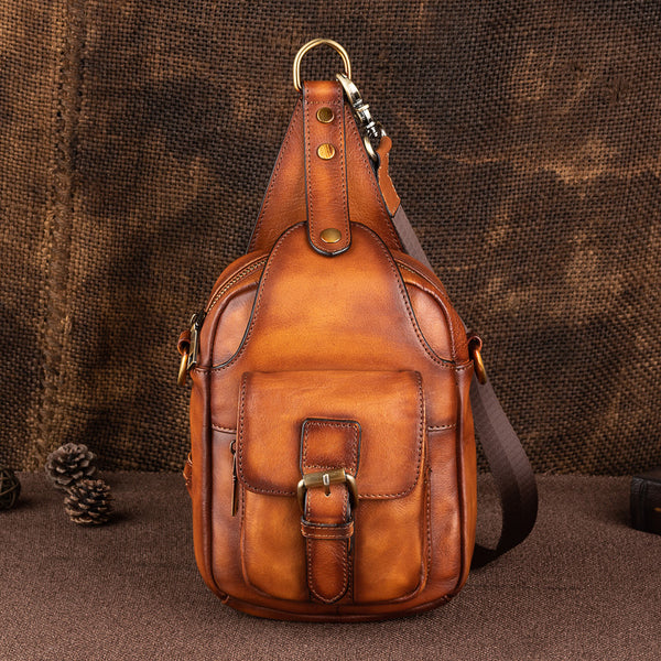 Bolsa de Pecho Vintage en Cuero para Hombre