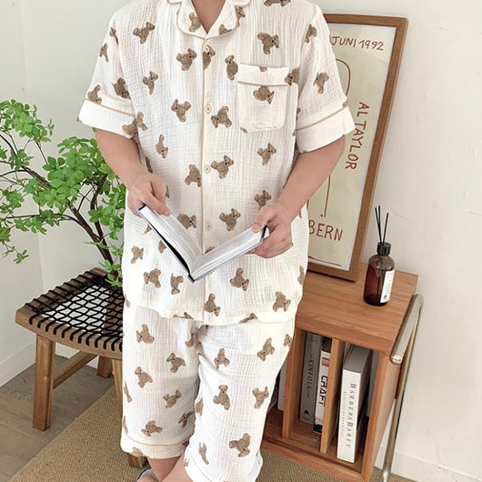 Pijama de Pareja Suave y Adorable con Diseño de Osito - Image 3