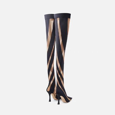 Tacones Altos Over Knee Mesh Calado Punta Aguda - Image 11