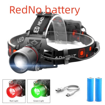Linterna Frontal LED T6 Multi-Luz: Blanca, Verde y Roja con Zoom - Image 7