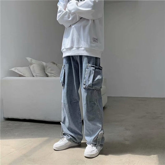 Jeans Rectos Sueltos Estilo Hong Kong para Hombre