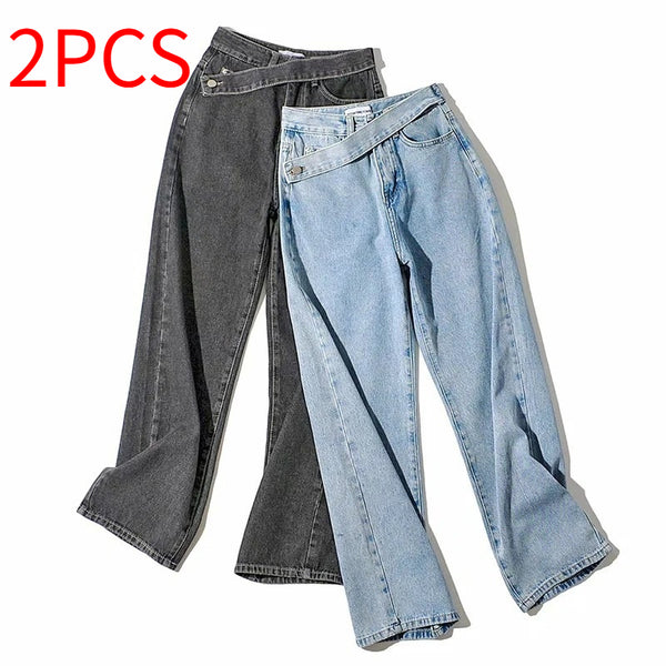 Pantalón Recto de Cintura Alta y Pierna Ancha